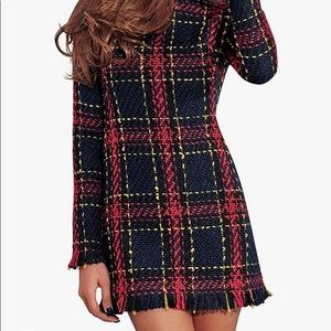 Long Sleeve Plaid Tunic Dress